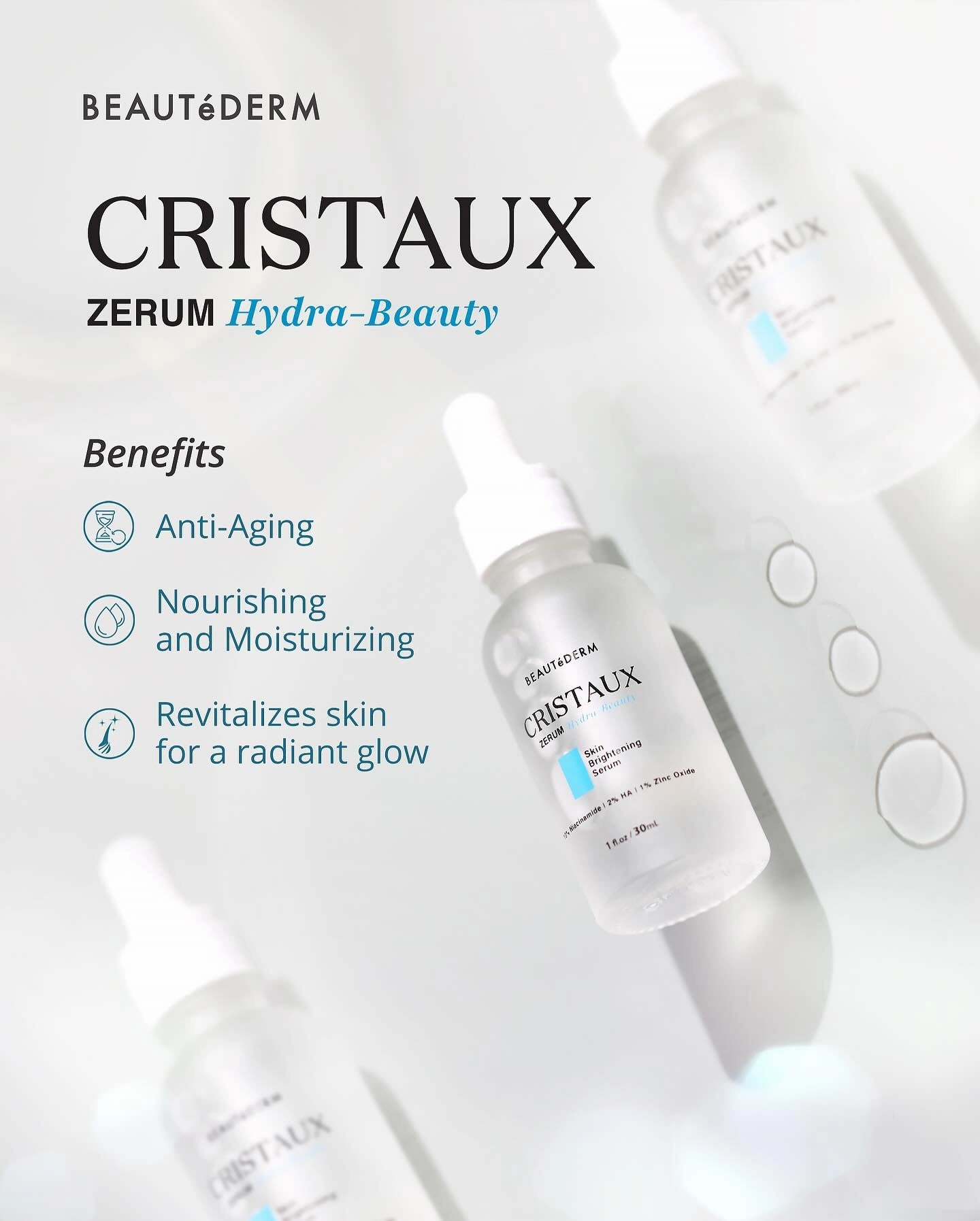 Cristaux Zerum Hydra-Beauty Skin Brightening Serum 30ml Free Night Cream 1 (20g)