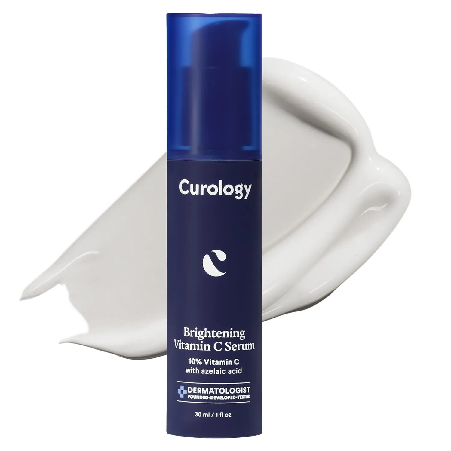 Curology Brightening Vitamin C Serum, 10% Vitamin C with Azelaic Acid, Visibly Evens Skin Tone, Smooths Texture, and Calms Redness, Milky Texture, 1 fl oz