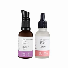 D-construct 5% Niacinamide   0.2% Retinol Face Serum Combo | With 2% Alpha Arbutin & 1% Peptide | Reduces Acne, Dark Spots, Fine Lines & Wrinkles | For Men & Women | Beginner Friendly |