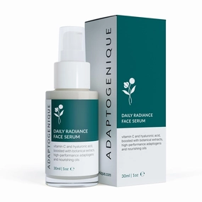 Daily Radiance Face Serum with Vitamin C & Hyaluronic Acid | Hydrates, Brightens & Fights Aging, Protects from Sun Damage | With Botanical Extracts, Adaptogens & Nourishing Oils | 30ML