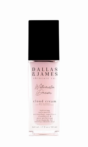 Dallas & James Skincare Co. Watermelon Dream Cloud Cream Moisturizer with Cloudberry: Oil-Free, Gel-to-Water Moisturizer with Niacinamide for Glowing Skin