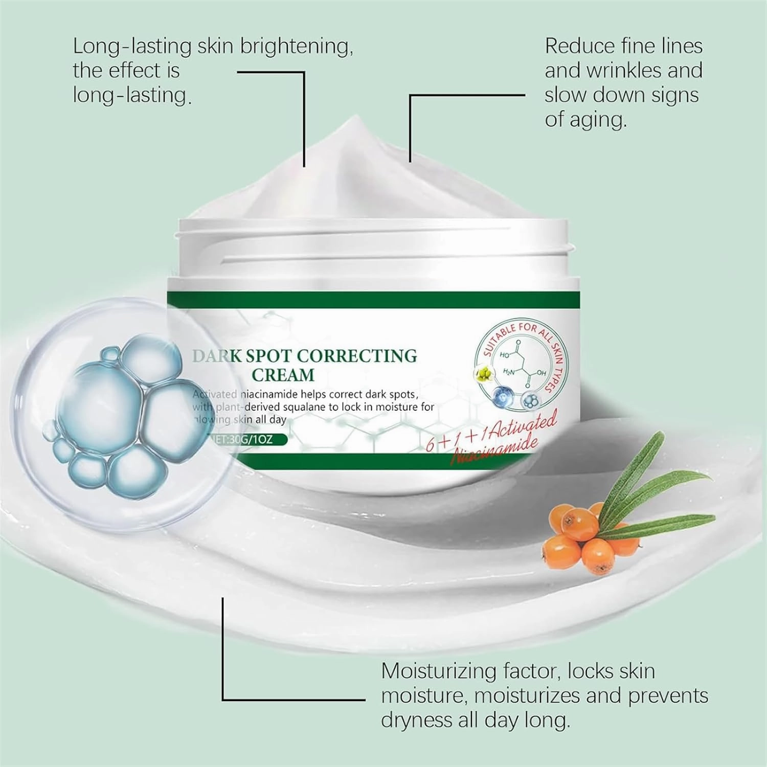 Dark Spot Correcting Glow Cream, Niacinamide Dark Spot Remover for Face Serum, Hydrating and Brightening, Dark Spot Serum for Skin Care, Reduce for Fine line and Blemishe (1pc)