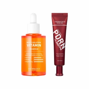 Dark Spot Correcting Glow Duo, PDRN Rejuvenating Repair Cream   Vitamin C Serum Set for Dark Spots, Skin Glow, and Hydration