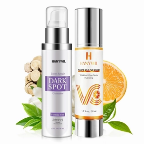 Dark Spot Corrector & Vitamin C Serum Duo,Brightening Corrector Cream & Hyaluronic Acid Serum,Hyperpigmentation Care for Mature Skin,Age Spot, Melasma & Wrinkle Defense Set (2 x 1.7 Fl Oz)