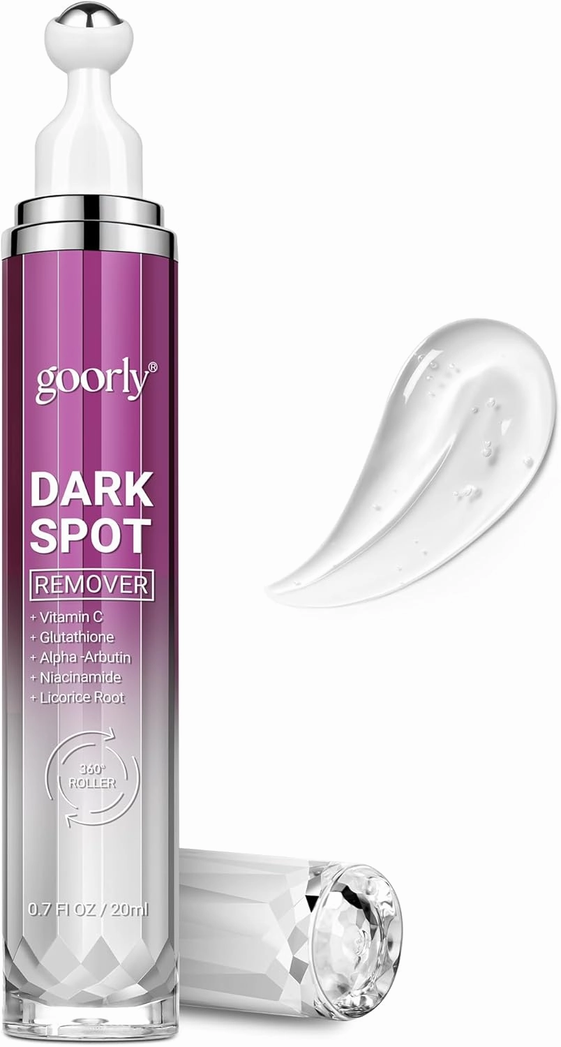 Dark Spot Remover for Face and Body, Age Spot Sun Spot Freckles Remedy Corrector Serum, 360° Roller Applicator, with Vitamin C and Glutathione, 0.7 Fl Oz