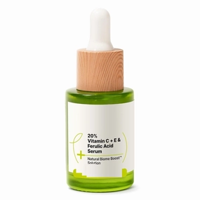 DBE 20% Vitamin C, Vitamin E & Ferulic Acid Serum with Natural Biome-Boost| Reduces Dark Spots, Fine Lines, Wrinkles & Signs oAging| Radiant, Glowing & Strengthened Skin | 30ml