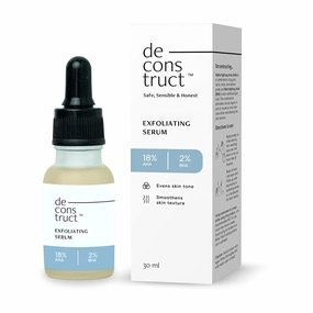 De Exfoliating Serum 18% AHA   2% BHA | Face Serum - Peel To Smoothen Texture, Even Skin Tone and Glowing Skin | 30 ML