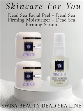 Dead Sea Facial Peel   Dead Sea Face Firming Moisturizer   Dead Sea Face Firming Serum - Swisa Beauty 3 Products Set.