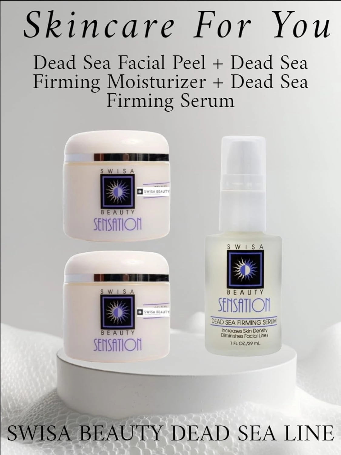 Dead Sea Facial Peel   Dead Sea Face Firming Moisturizer   Dead Sea Face Firming Serum - Swisa Beauty 3 Products Set.