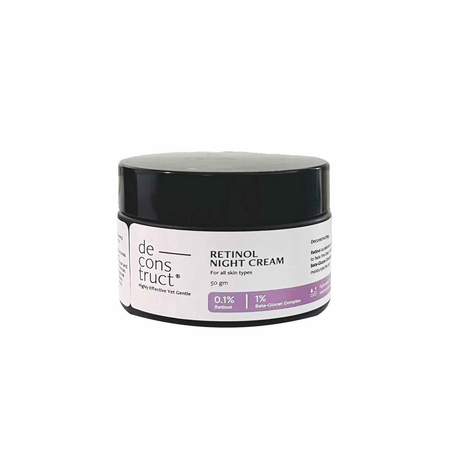 Dec onstruct 0.1% Retinol Night Cream with 1% Beta-Glucan Complex | Beginner Friendly | Anti-Aging Night Cream for Fine Lines and Wrinkles | For Women & Men | 50 gm