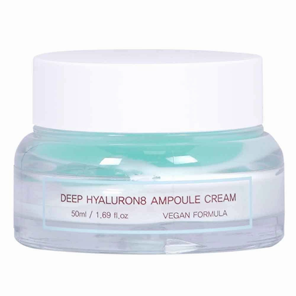 Deep Hyaluron8 Ampoule Cream 1.69 fl oz - Korean Skincare with 8 Hyaluronic Acids | Vegan-Certified, Multi-Layer Hydration | Ampoule and Cream in One for Moisturizing & Anti-Aging