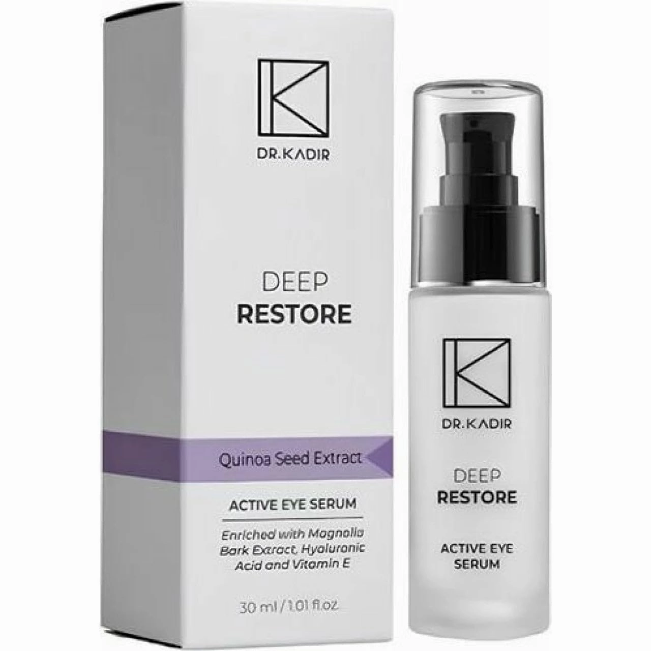 Deep Restore Active Eye Serum Quinoa Extract, Magnolia, Hyaluronic Acid, Vitamin E Targets Dark Circles & Wrinkles, 1.01 fl oz