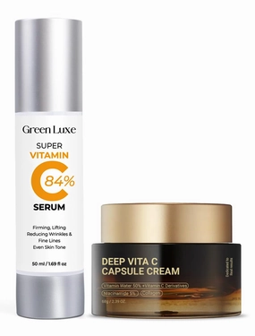 Deep Vita Capsule Cream and Super C Serum for Women Set - Vitamin C Skincare