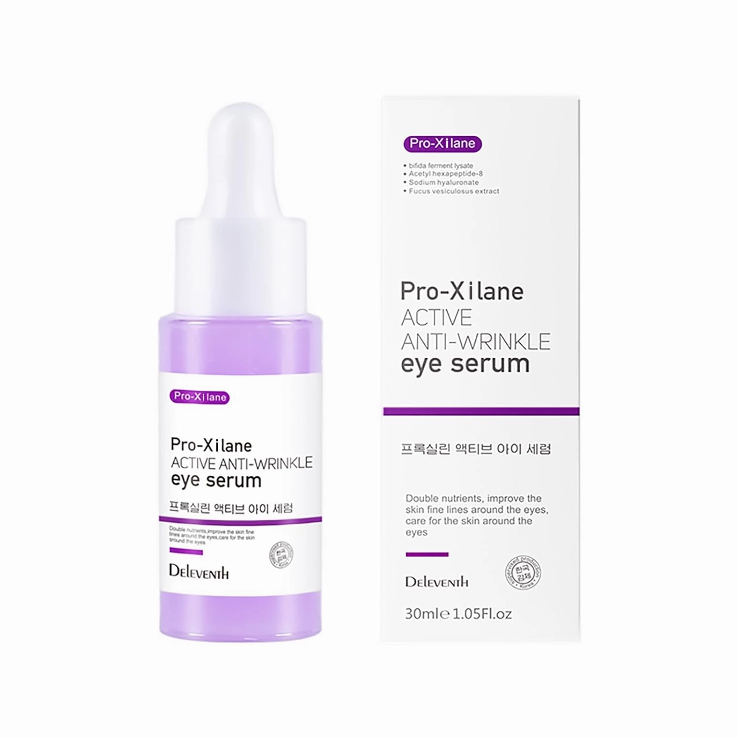 DEleventh Korean Brand Pro-Xilane Active Anti-Wrinkle Eye Serum 30ml / Anti-Aging, Reduces Puffiness, Dark Circles, & Firms Skin, Hydrating, Brightening, and Revitalizing Formula for Youthful Eyes