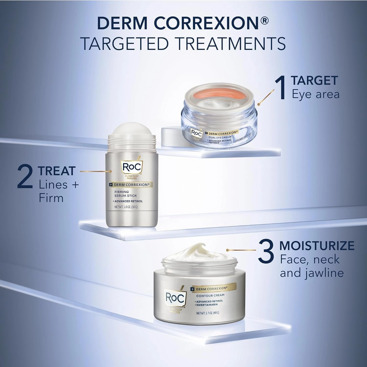 Derm Correxion Advanced Retinol Firming Serum Stick with Antioxidants to Visibly Tighten and Firm Wrinkles and Laugh Lines, 1.0 Oz with Retinol Eye Cream Packette