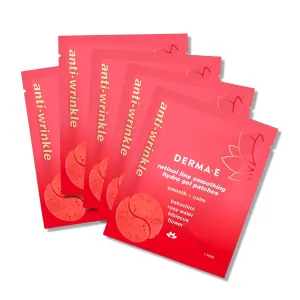 DERMA E Retinol   Bakuchiol Under Eye Patches (5 Pairs) Non-Irritating, Line Smoothing Hydro Gel Eye Patches with Rose Water & Real Hibiscus Petals, Helps Reduce Fine Lines, Crows Feet & Wrinkles,10Ct