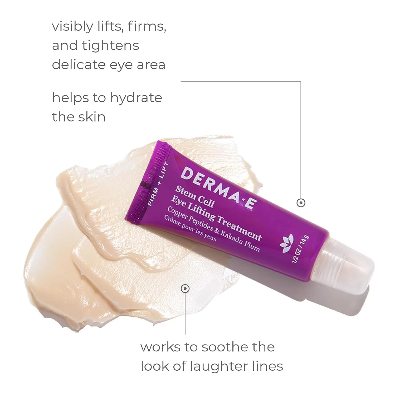 Derma E Stem Cell Lifting Eye Treatment – Multi Action Firming and Tightening Under Eye and Upper Eyelid Cream - Hydrating and Revitalizing Moisturizer, 0.5oz - Pack of 2