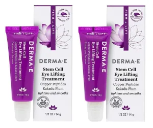 Derma E Stem Cell Lifting Eye Treatment – Multi Action Firming and Tightening Under Eye and Upper Eyelid Cream - Hydrating and Revitalizing Moisturizer, 0.5oz - Pack of 2