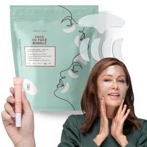 Dermaclara Face Patches Kit - Anti Wrinkle Patches for Frown & Smile Lines, Silicone Anti-Wrinkle Reusable Pads, Up to 30 Uses - 1 Forehead, 4 Eye & Mouth, 1 Patch Cleanser, 1 Peptide Lip Serum