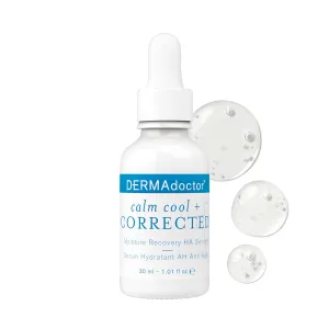 DERMAdoctor Calm Cool   Corrected Dermatologist Formulated Moisture Recovery Hyaluronic Acid Serum with Vitamin C & Niacinamide; Hydrating & Brightening Anti Aging Serum for Sensitive Skin - 1 fl oz