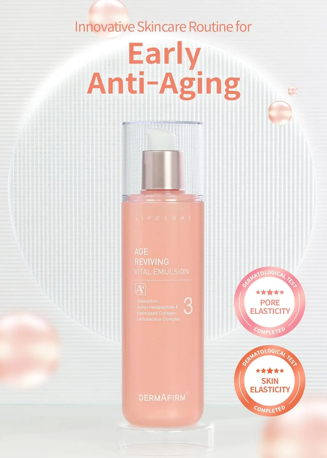 Dermafirm Age Reviving Vital Tone Up Emulsion Cream A4 | Face Firming Cream Hydrating Moisturizer for Pore Firming w/Collagen, Astasome & Peptide All Skin Types | No Animal Trials No Paraben 6.76 fl