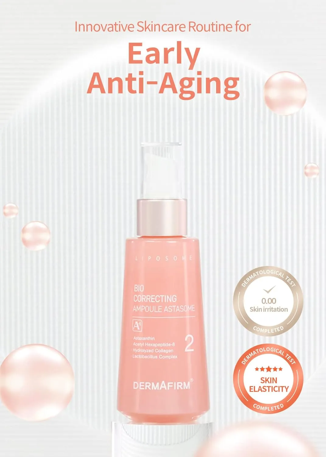 DERMAFIRM Bio Correcting Hydrating Serum Korean Ampoule Astasome A4 | Hydrating Pore Firming & Tightening Facial Serum for Face w/Collagen, Astasome & Peptide | No Animal Trials No Paraben 1.69 fl oz