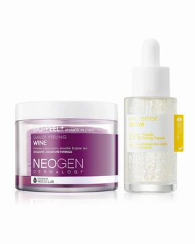 DERMALOGY by NEOGENLAB Bio-Peel Gauze Peeling Pads Wine, 30 pads & Real 2.5% Peptide Serum 30ml