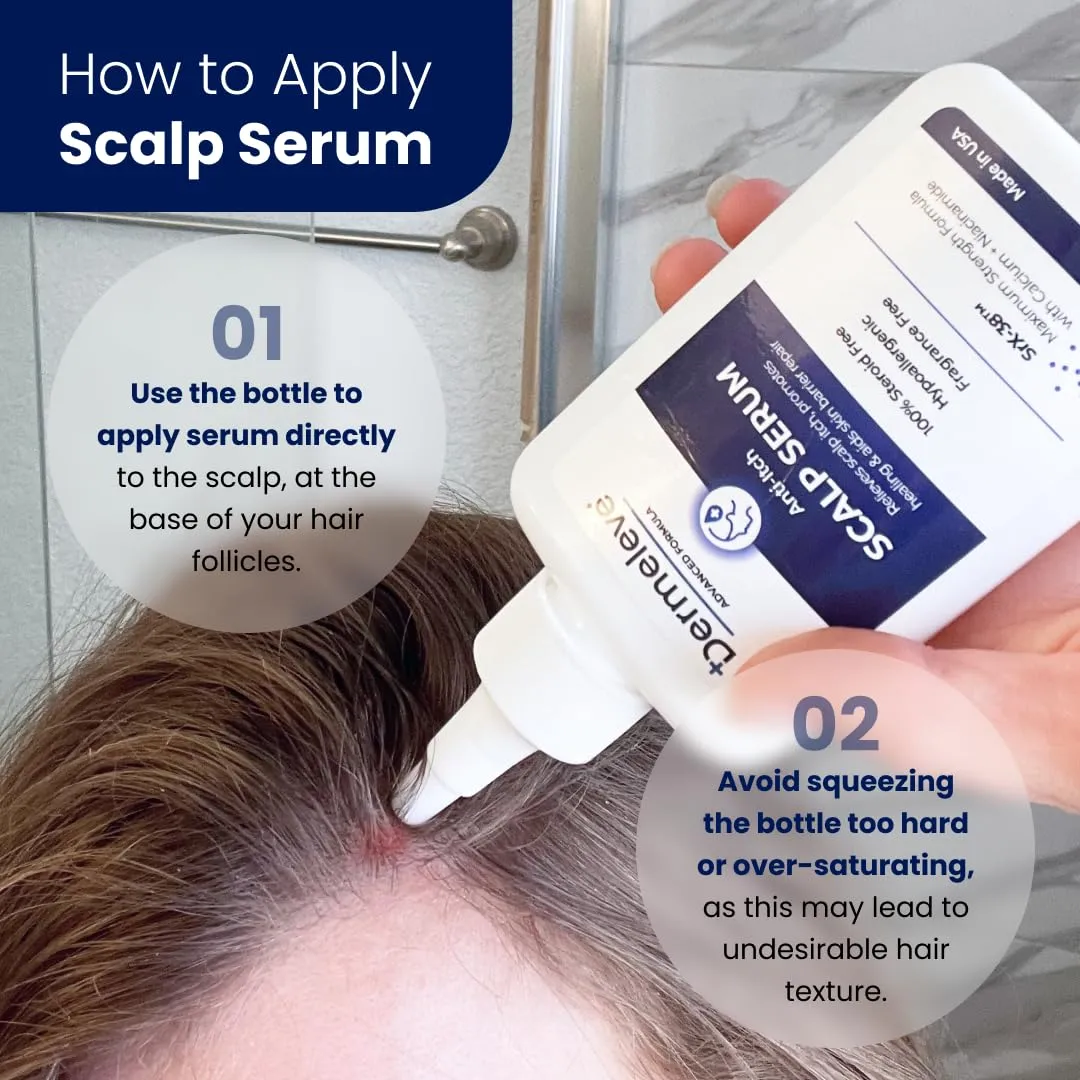 Dermeleve Scalp Serum for Neuropathic Itch, Sebborheic Dermatitis & Scalp Psoriasis | Dry Itchy Leave In Scalp Treatment | Quick Absorbing, Moisturizing & Non-Greasy (1 Pack)