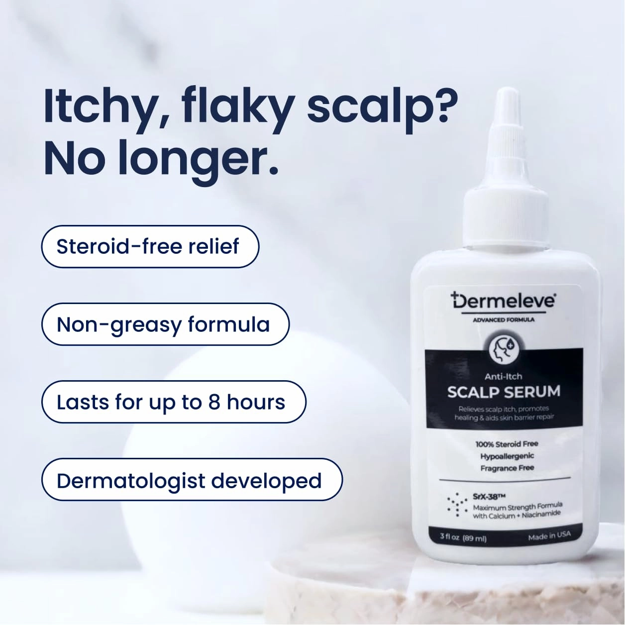 Dermeleve Scalp Serum for Neuropathic Itch, Sebborheic Dermatitis & Scalp Psoriasis | Dry Itchy Scalp Treatment | Quick Absorbing, Moisturizing & Non-Greasy (3 Pack)