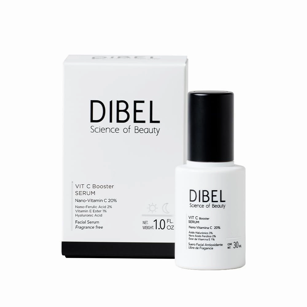 DIBEL Vitamin C Booster Facial Serum, 20% Nano-Vitamin C, Ferulic Acid, Hyaluronic Acid, 1.0 FL OZ