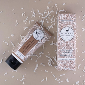 Dionis Creamy Coconut & Oats Youth Boosting Goat Milk Hand Cream, 2oz   Goat Milk Body Serum & Body Lotion, 1oz each