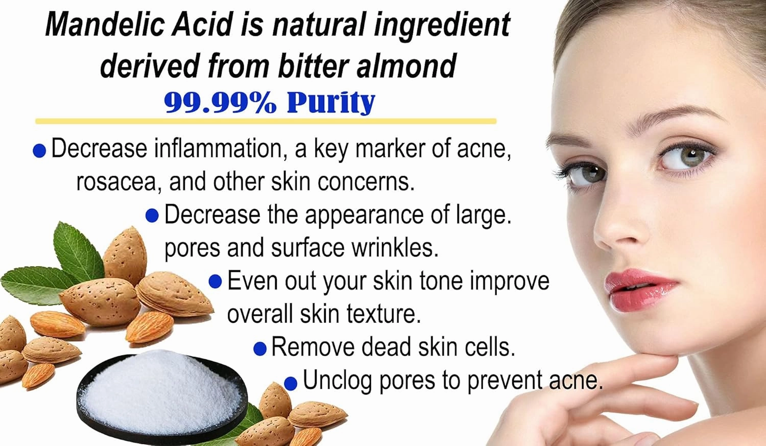 DIY Mandelic Acid Powder 99.9% Purity, Cosmetic Grade. Make Your Own Peel/Mask or add to Cream, Serum, Moisturizer…