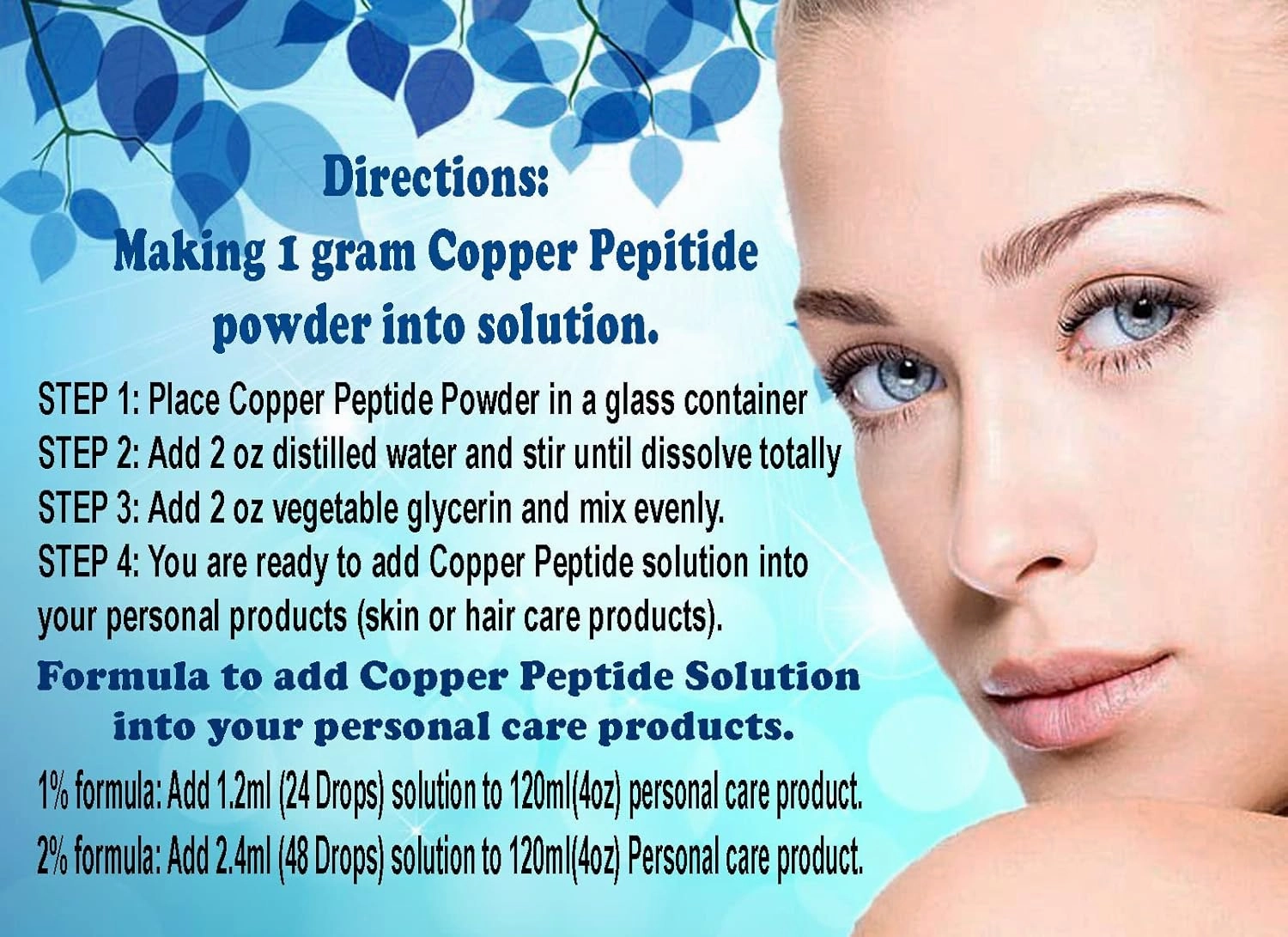 DNA Code- DIY Copper Peptide Powder 99% Purity, Cosmetic Grade for Hair/Skin. Add to Your Lotion, Cream,Serum, Moisturizer…
