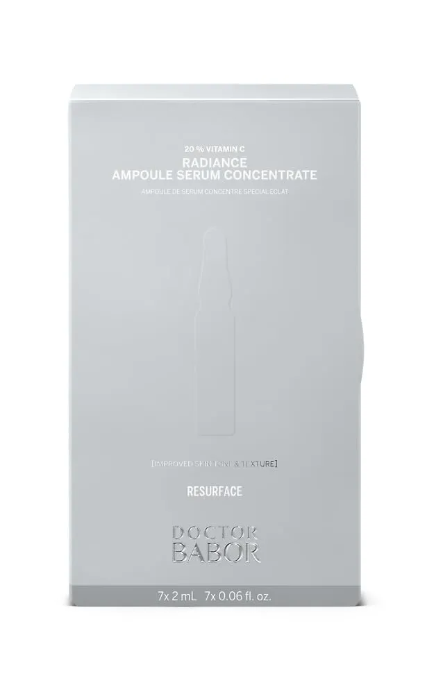 Doctor BABOR Radiance Ampoules Serum, 20% Vitamin C Treatment, with Hyaluronic Acid, High Dose, Face Pigment Spot Minimiser, for Smoother Skin with Glow, Against Wrinkles, 100% Vegan, 7 x 2 ml