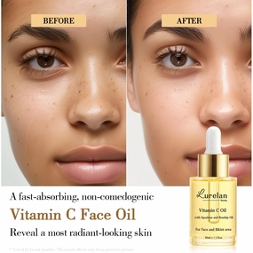 Double Vitamin C Oil For Face and Bikini Area - Brightening Oil with Squalane, Rosehip, Vitamin E, Non-Comedogenic, Vegan, for All Skin Types (Face oil)