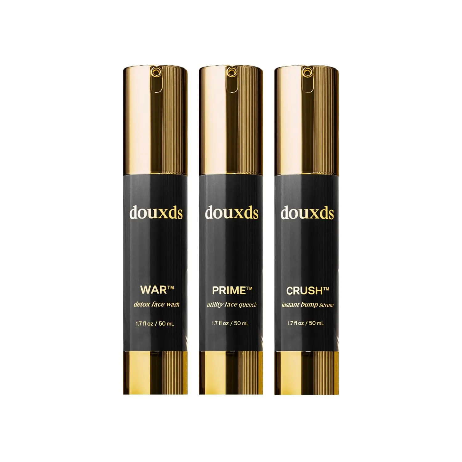 douxds The Vitals Set, WAR™ Charcoal Face Wash, PRIME™ Vitamin Face Quench, CRUSH™ Instant Bump Serum Skincare Trio, Men’s Skincare, Ingrown Hair, Pore Cleaner, Acne Treatment, Pack of 3, 50 ml each