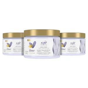 Dove Body Love Body Polish Night Recovery 3 Count for Dry, Worn-Down Skin, Body Scrub with Retinol and Botanical Oils for Silky, Smooth Skin 12 oz