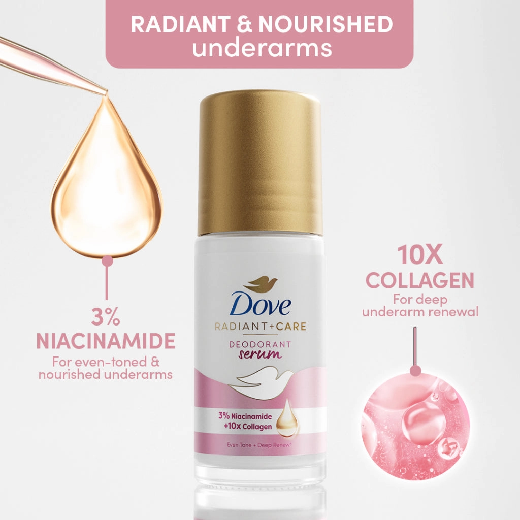 Dove Radiant   Care Deodorant Serum Roll 45mL | Choose A Variant
