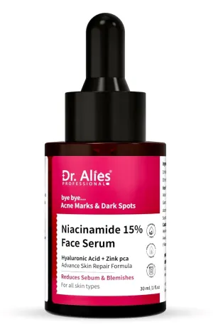 Dr. Alies Professional 15% Niacinamide Face Serum | Advanced Skin Clarifying with Hyaluronic Acid & Zinc PCA | Reduces Acne Marks and Blemishes | Anti-Acne Serum for Oily & Acne Prone Skin | 30ml