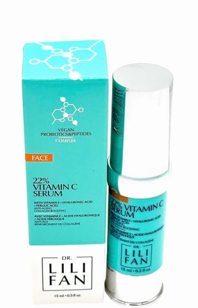 Dr. Lili Fan Vitamin C Serum. Anti Aging Facial Serum with Vitamin C, Hyaluronic Acid, Vitamin E, and More. Brightening Serum for Dark Spots and Face. 0.5 fl oz