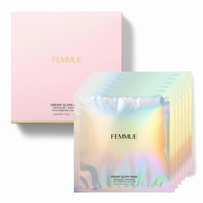 Dream Glow Sheet Mask: Revitalizing Radiance (6pk) | Moisturizing Bio-Cellulose Face Mask With Niacinamide | For Revitalized, Soothed, Dewy Skin | Korean Skin Care