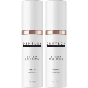 DRMTLGY Acne Spot Treatment and Cystic Acne Treatment. Acne Serum with Micronized Benzoyl Peroxide 5% and Glycolic Acid. 1.1 oz, 2 pack