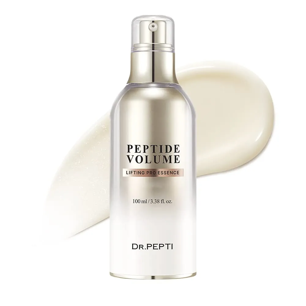 DR.PEPTI Peptide Volume Lifting Pro Essence - K Beauty Moisturizing & Hydrating Facial Serum with Hyaluronic Acid, Collagen Vitamin C & Ceramides - Korean Skin Firming Face Essence Skincare 3.38 fl oz