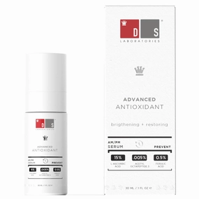 DS Labs Advanced Antioxidant Face Serum - Brightening & Hydrating Formula with 15% Vitamin C, Ferulic Acid & Acetyl Octapeptide, Supports Smoother, More Radiant Skin, Fragrance-Free, Vegan, 30mL
