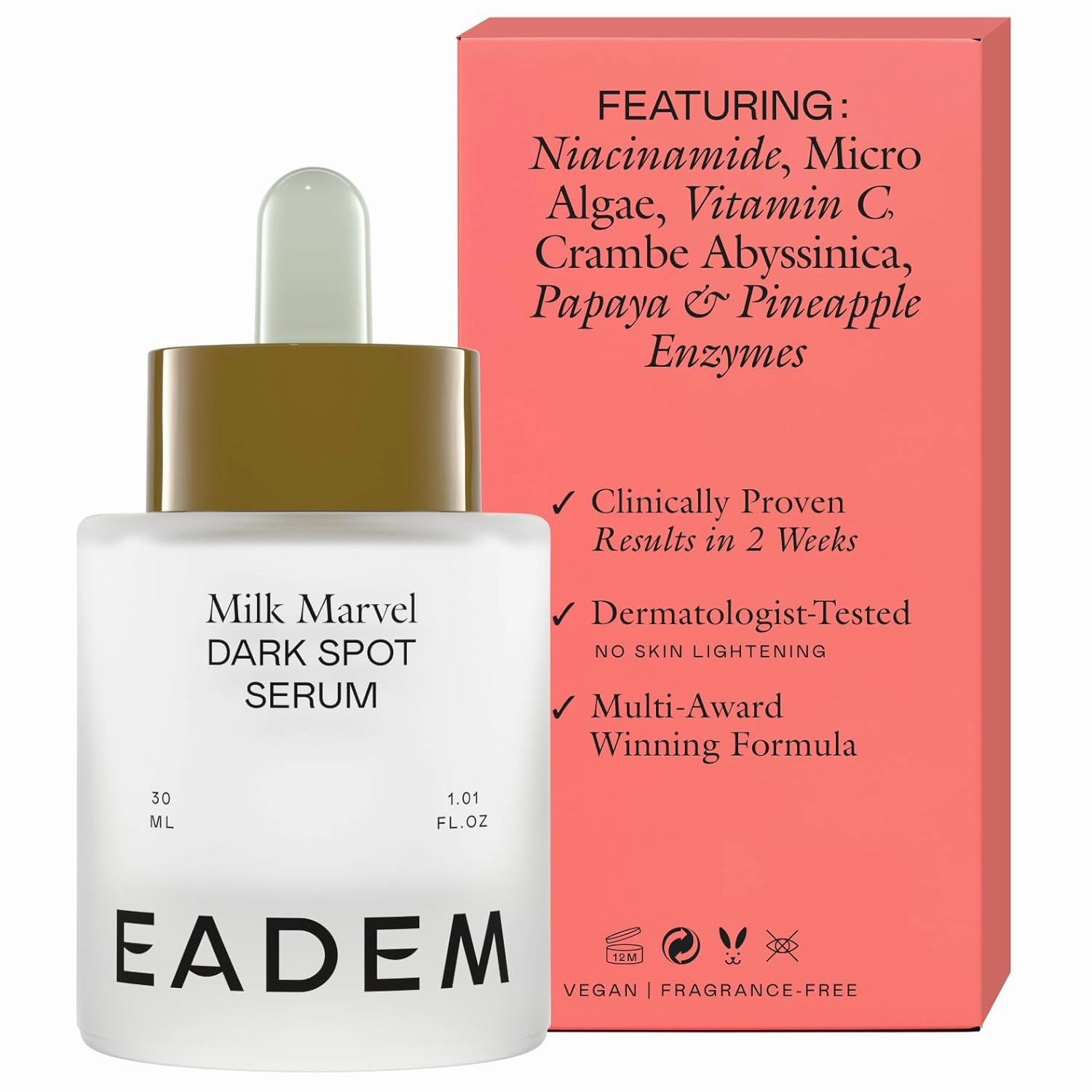 EADEM Milk Marvel Dark Spot Serum, Vitamin C Face Serum Infused with Niacinamide, Dark Spot Remover for Face & Body, Dark Spot Corrector for Skin Care, 1 oz
