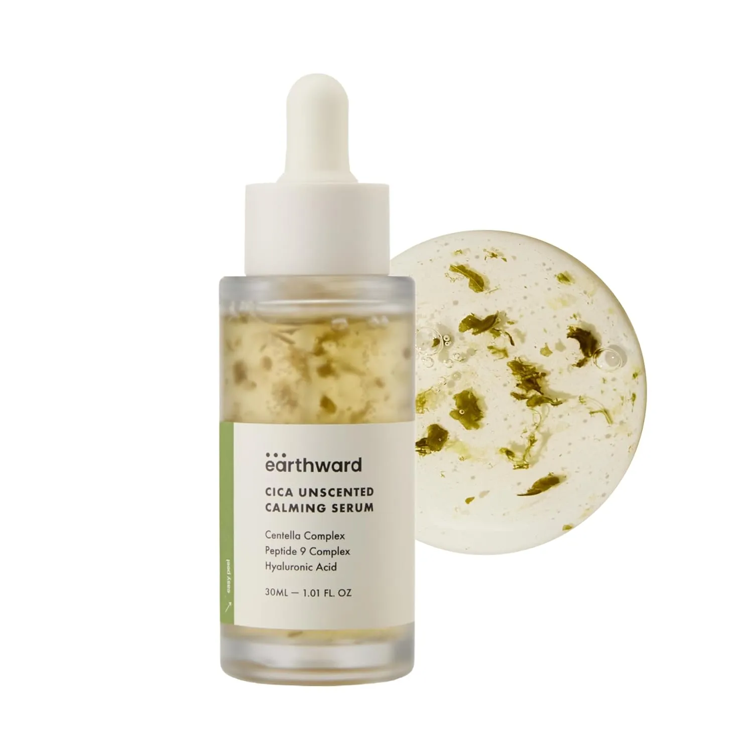 EARTHWRD Cica Unscented Calming Serum | Velvet-Melting Cica Leaves | Centella Complex | Peptide 9 | Hyaluronic Acid | K-Beauty | 1.01 fl Oz