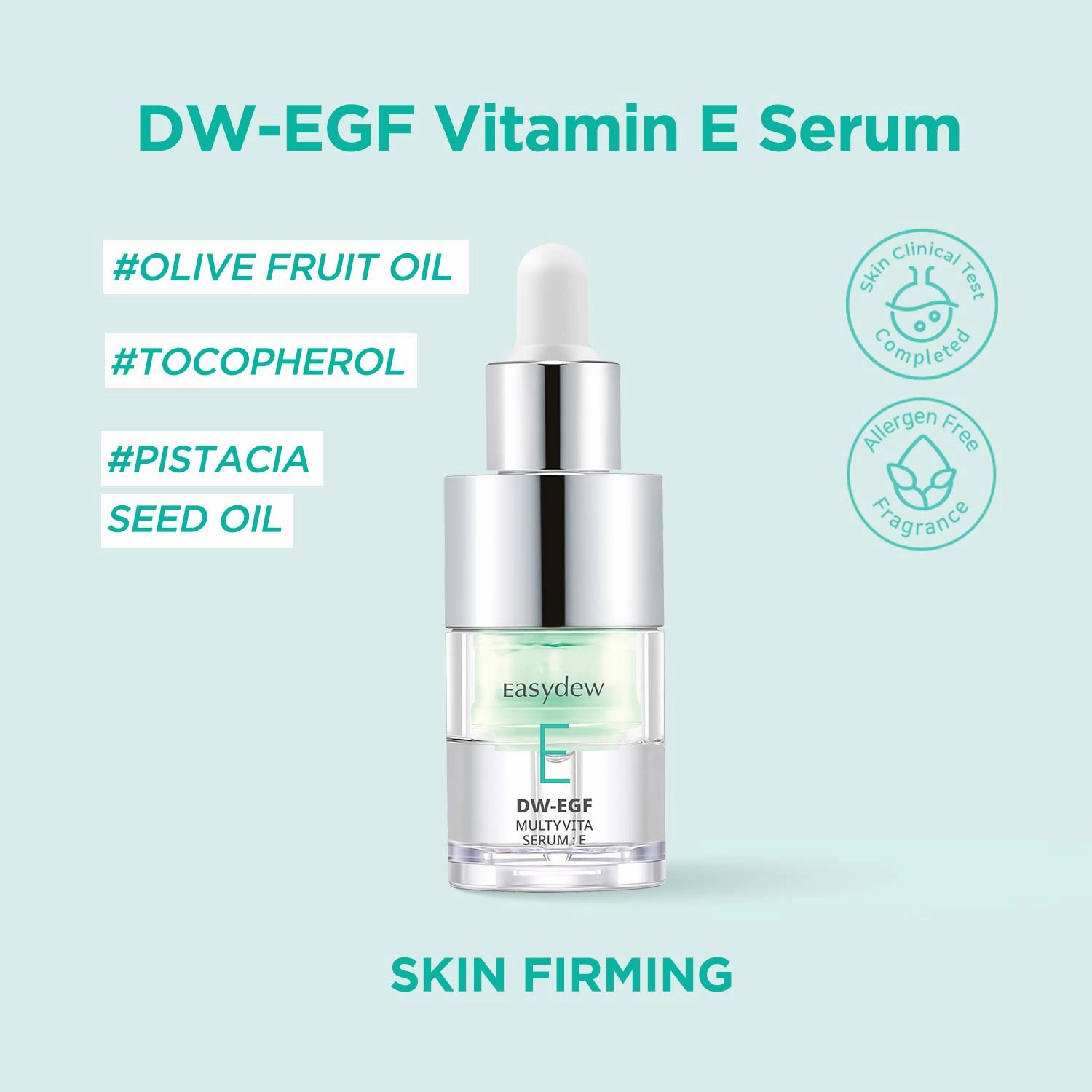 EASYDEW Multi Vita E Serum - Korean Facial Serum for Skin Elasticity with Vitamin E, EGF Peptide, Ceramide NP, Panthenol - Smoothing, Moisturizing, Firming and Wrinkle Improvement, 0.47 fl.oz.