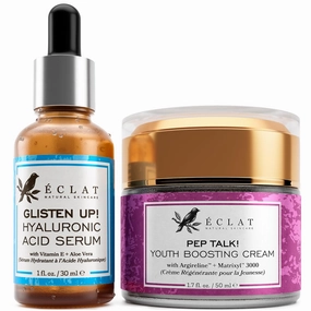 Eclat Firm & Plump Duo - 2.5% Hyaluronic Acid Serum   Collagen Youth Boosting Cream 1.7 fl oz for Hydrating and Firming Skin