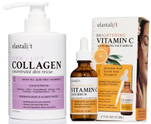 Elastalift Collagen Firming Body Lotion   Vitamin C Brightening Facial Serum Set