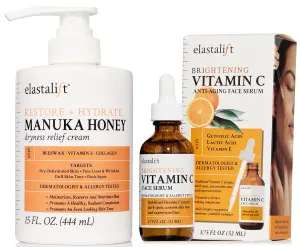 Elastalift Manuka Honey Hydrating Body Lotion   Vitamin C Anti-Aging Facial Serum Set